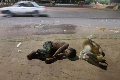 Sometimes the unfavourable circumstances in life make us empathize with others. They say beggars cannot be choosers. Truly, the impoverished do not have the option to choose how they live. Just like this child at TSC Chattar, children end up sleeping on roads; often joined by stray dogs. Those who live on the fringes of society find a mutual bond of understanding and vulnerability between them.