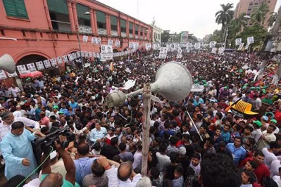 Barisal City Corporation elections 2018 - Awami League men at a campaign rally for Barisal mayoral candidate Serniabat Sadiq Abdullah on July 28, 2018 Syed Zakir Hossain/Dhaka Tribune