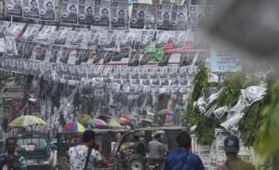 Rajshahi City Corporation elections 2018 - Posters of the Awami League backed mayoral candidate for the Rajshahi polls, in Rajshahi city on July 28, 2018 Rajib Dhar/Dhaka Tribune
