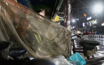 To ward off mosquitoes and other insects, mosquito nets u2013 or saris in their absence u2013 are put up. Clothes are spread as makeshift bed sheets or folded to make pillows. n