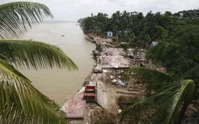 A 1.50km area, from Naria Banshtola to Purba Naria, was washed away by the river in the last couple of days | Mehedi Hasan