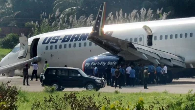 The airport manager said the front wheel of the aircraft did not open, forcing the pilot to make a technical landing | Focus Bangla