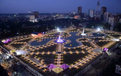 Lighted walkways at newly setup Jamboree Park  Focus Bangla