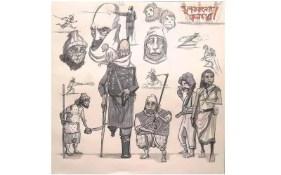  Top Entries: Artwork by Angona Ahsana, Rakeeb Razzaq, Arham Habib and Junaid Iqbal Ishmam. 