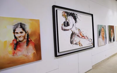 Paintings depicting different stages of Sheikh Hasinas life Mahmud Hossain Opu/Dhaka Tribune