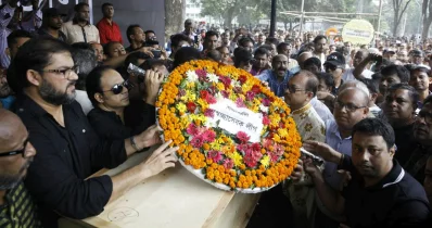 Fans and colleagues pour in their respects with wreaths of flower at the Central Shaheed Minar, on October19, 2018 Mahmud Hossain Opu/Dhaka Tribune