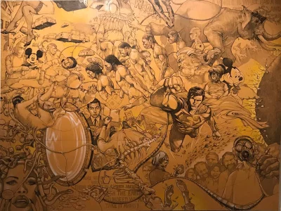 On of the displayed art work at the exhibition portrays pop culture references | Maisha Mehzabeen /Dhaka Tribune
