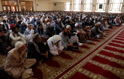 People take part in morning prayers to celebrate the first day of the Muslim holiday of Eid al-Fitr, marking the end of the holy month of Ramadan, in Kabul, Afghanistan on June 4, 2019 REUTERS