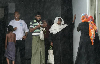 Several Rohingya people standing outside the office of the camp-in-charge of Camp No 26, Shalbagan, Teknaf after appearing for an interview with UNHCR and RRRC representatives Syed Zakir Hossain/Dhaka Tribune