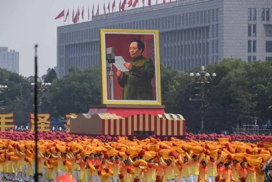 A giant portrait of former Chinese Communist Party leader Mao Zedong passes by Tiananmen Square during the National Day parade in Beijing on October 1, 2019, to mark the 70th anniversary of the founding of the Peopleu2019s Republic of China |AFP