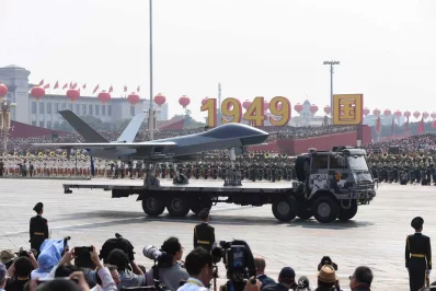 A Chinese unmanned aerial vehicle is presented during a military parade at Tiananmen Square in Beijing on October 1, 2019, to mark the 70th anniversary of the founding of the Peopleu2019s Republic of China |AFP