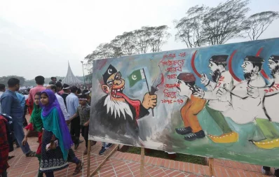 A caricature is displayed at National Memorial premises | Rajib Dhar/Dhaka Tribune