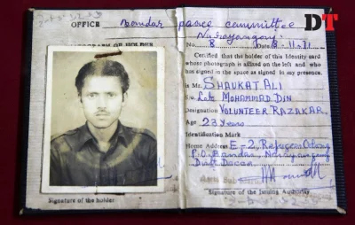 Identity card of a Bengali-speaking collaborator Syed Zakir Hossain/Dhaka Tribune