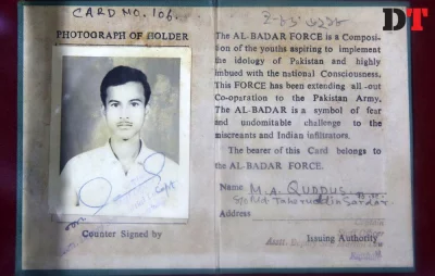 Identity card of a Bengali-speaking collaborator Syed Zakir Hossain/Dhaka Tribune