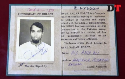 Identity card of a Bengali-speaking collaborator Syed Zakir Hossain/Dhaka Tribune