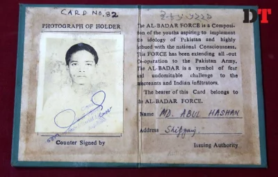 Identity card of a Bengali-speaking collaborator Syed Zakir Hossain/Dhaka Tribune