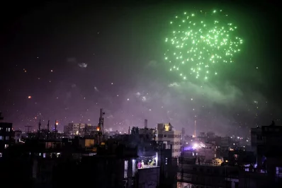 Fire works on the occasion of the new years in Dhaka on Wednesday, January 1, 2020 Mahmud Hossain Opu/Dhaka Tribune