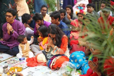 nDevotees and aspirant students are praying to the goddess of knowledge for getting success in learning, arts and crafts | Mehedi Hasan/Dhaka Tribune