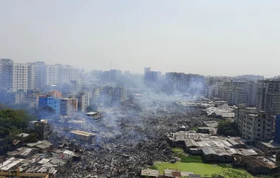 Aftermath of a fire that broke out at Shialbari Jhilpar Slum in Rupnagar area at Mirpur 6 on Wednesday, March 11, 2020 Courtesy: Md Rafiqul Hassan