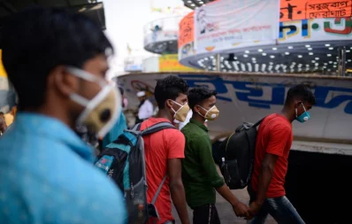 People gather at the Sadarghat terminal to board launch Almost empty streets of Dhaka on Tuesday, March 24, 2020 | Mahmud Hossain Opu/Dhaka Tribune