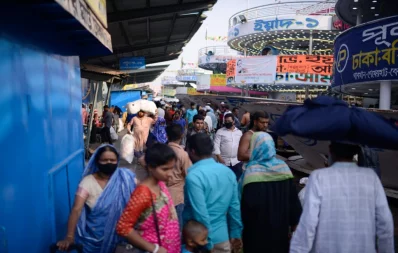 People gather at the Sadarghat terminal to board launch Almost empty streets of Dhaka on Tuesday, March 24, 2020 | Mahmud Hossain Opu/Dhaka Tribune