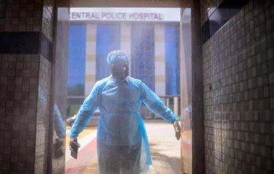 Disinfection Gate at Central Police Hospital in Rajarbagh Mahmud Hossain Opu/Dhaka Tribune