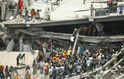 Work in progress to rescue the people trapped inside the debris of the collapsed Rana Plaza building on April 24, 2013 Syed Zakir Hossain/Dhaka Tribune
