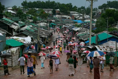 Rohingyas walk through a road at a refugee camp in Coxs Bazar, Bangladesh, on Wednesday, August 11, 2021 Allison Joyce/Dhaka Tribune