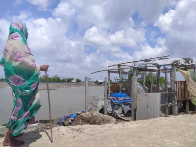 Cyclone YAAS - This woman from Gabura, Lebubunia suffered a lot from damage to her house due to cyclone Amphan, and again this year after cyclone Yaas she lost whatever remained of her house. This house used to mean everything to her and now she has nothing.