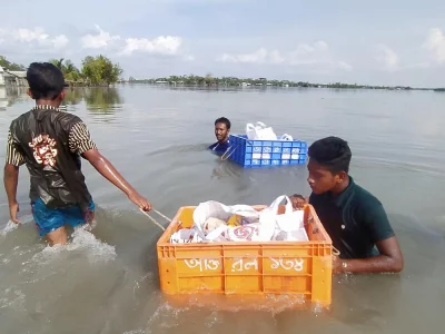 Cyclone YAAS - This photo is from Koyra after cyclone Yass left the people in the area flooded with tidal water, the local youths organized themselves and collected funds through Facebook live to provide relief to the communities who cant get any food.