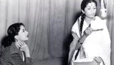 She was one of the most beloved singers and also the favourite voice of many female film stars. Here is a photo of her recording in a studio while Meena Kumari looked at her Instagram/@lata_mangeshkar