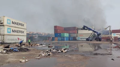 Photo of BM Container Depot following a fire, Sunday, June 5, 2022 Pimple Barua/Dhaka Tribune