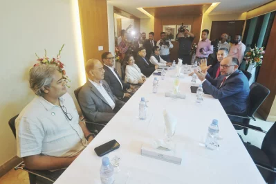 US Ambassador to Bangladesh Peter Haas in a meeting with Awami League leaders at the party office on Thursday, August 3, 2023. Photo: Mehedi Hasan/Dhaka Tribune