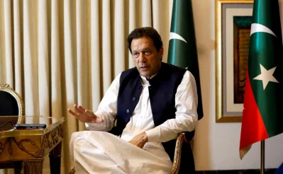 File Photo: Former Pakistani PM Imran Khan speaks with Reuters during an interview, in Lahore on March 17, 2023. Photo: Reuters