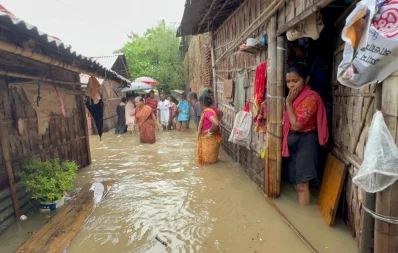 The photo shows ongoing waterlogging and flood situation in Chittagong on Wednesday, August 9, 2023, Photo Credit:Courtesy of Manoz Kumar Dey
