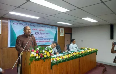 Science and Technology Minister Architect Yeafesh Osman speaks at a press conference held at the National Institute of Biotechnology (NIB) hall in Savar, Dhaka, on Thursday, August 10, 2023. Photo: Dhaka Tribune