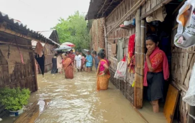 The photo shows ongoing waterlogging and flood situation in Chittagong on Wednesday, August 9, 2023, Photo Credit: Dhaka Tribune