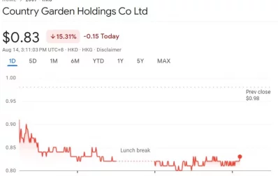 Country Garden Holdings share price from Google Finance