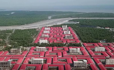 A bird&rsquo;s eye view of Rohingya camps in Bhasan Char. Photo: Dhaka Tribune