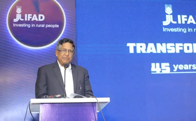 Minister for Agriculture Muhammad Abdur Razzaque speaks at an event commemorating 45 years of partnership between IFAD and Bangladesh on Wednesday, August 23, 2023. Photo: Courtesy