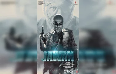 Poster of Shah Rukh Khan`s latest film &lsquo;Jawan&rsquo;. Photo: Collected