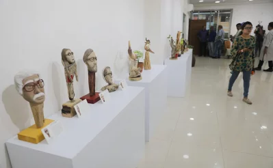 Picture shows artwork created by noted sculptor Akhtar Ahmed Rasha at an exhibition titled &lsquo;Drifting to the Root Drifting to the Love&rsquo; in Dhaka on Thursday, September 7, 2023. Photo: Mehedi Hasan/Dhaka Tribune