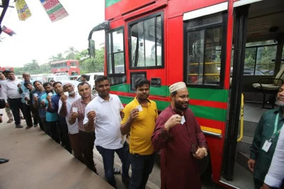 Passengers showing their ticket to use BRTC`s bus services on the Uttara-Farmgate route via the Dhaka Elevated Expressway on Monday, September 18, 2023. Photo: Mehedi Hasan/Dhaka Tribune