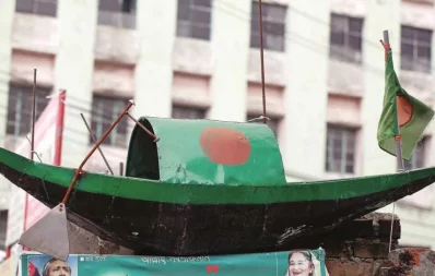 This image shows boat the electoral symbol of Awami League. Photo: Dhaka Tribune