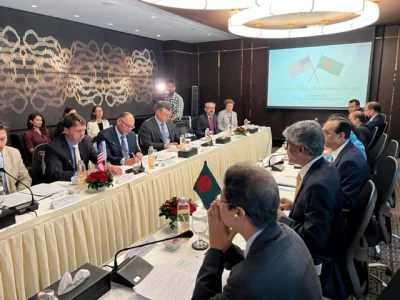 The photo shows both US and Bangladesh delegations at the seventh meeting of the United States-Bangladesh Trade and Investment Cooperation Forum Agreement (Ticfa) Council in Dhaka on Wednesday, September 20, 2023. Photo: Courtesy