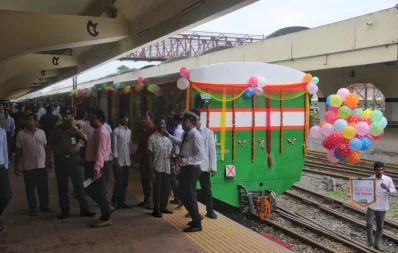 Modern luggage vans on an intercity train launched at Kamalapur Railway Station in Dhaka on Sunday, September 24, 2023. Photo: Mehedi Hasan/Dhaka Tribune