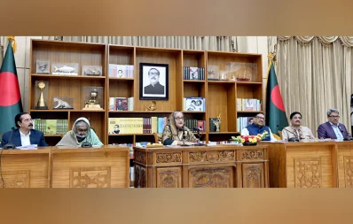 Prime Minister Sheikh Hasina speaks at a press conference at Ganabhaban in Dhaka on Friday, October 6, 2023. Photo: PMO