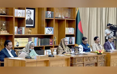 Prime Minister Sheikh Hasina speaks at a press conference at Ganabhaban in Dhaka on Friday, October 6, 2023. Photo: PMO