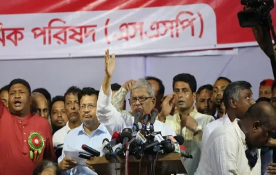 BNP Secretary General Mirza Fakhrul Islam Alamgir speaks at the Sramik-Karmochary convention on Saturday, September 30, 2023. Photo: Mehedi Hasan/Dhaka Tribune
