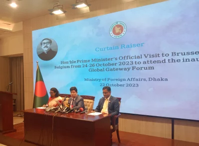 Foreign minister Dr AK Abdul Momen at a press briefing on Sunday, October 22, 2023. Photo: Dhaka Tribune